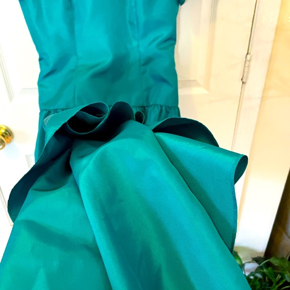 1980s ILGWU forest green bridesmaid prom evening gown vintage ball gown puff fun - Picture 8 of 15